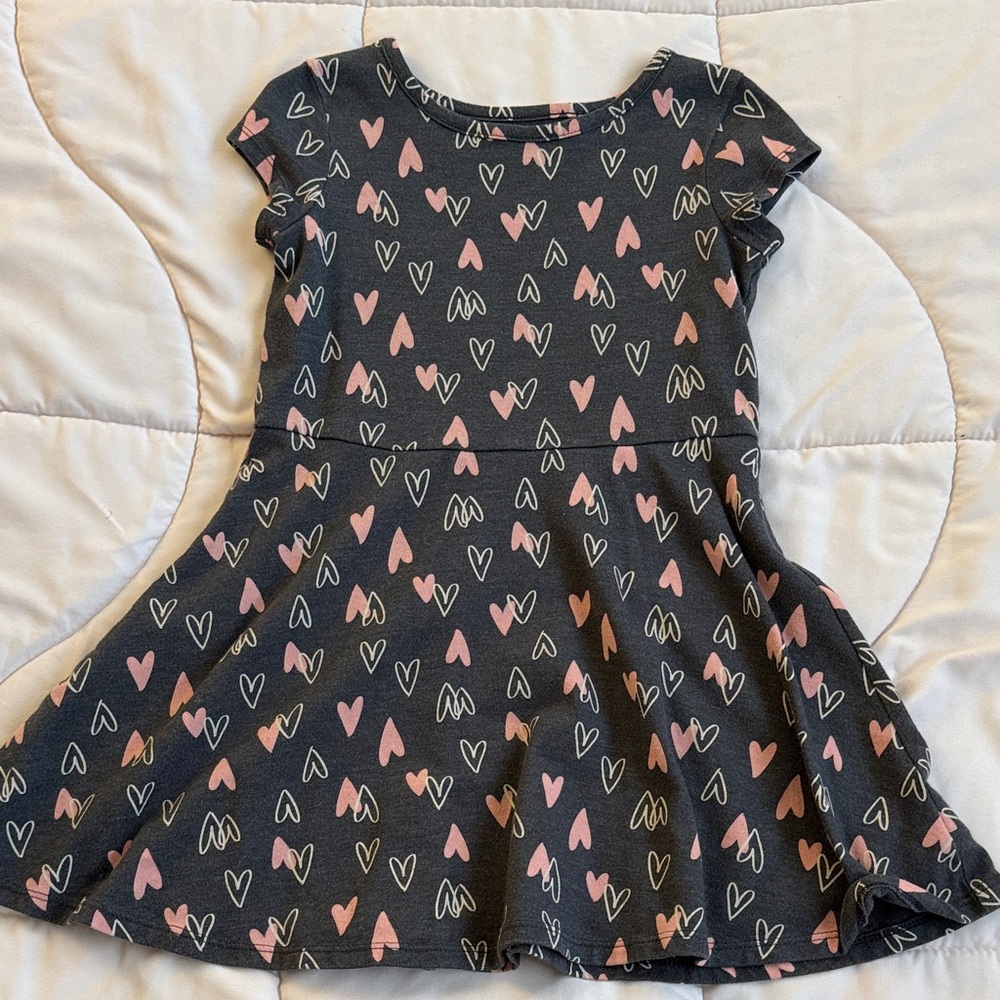 Cat & Jack Heart Pattern Dress in Pink and Black